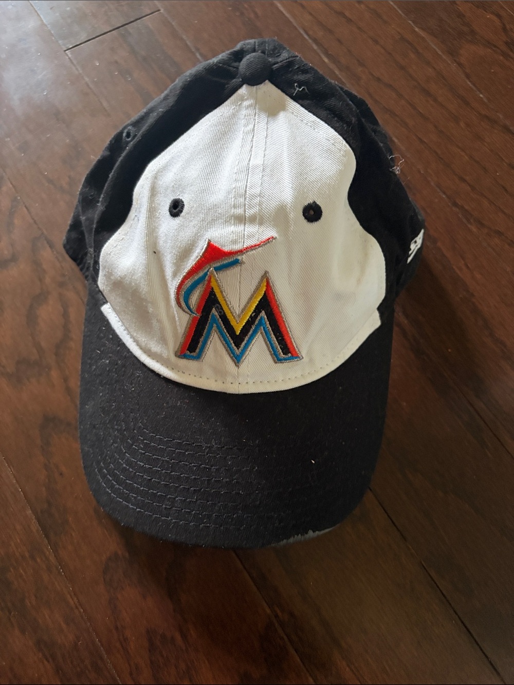 New Era Black and White Cap with Multicolor Miami M Logo